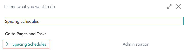 Search for Spacing Schedules in the global search