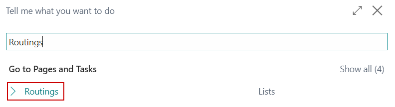 Search for Routings in the global search