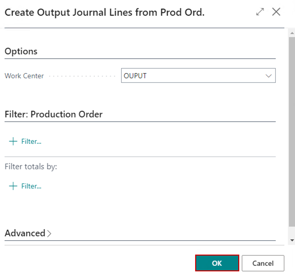Mass Production Order Output