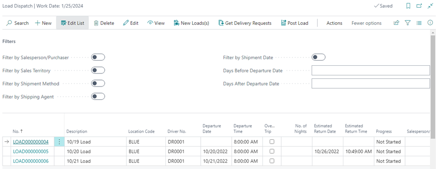 Load Dispatch Management