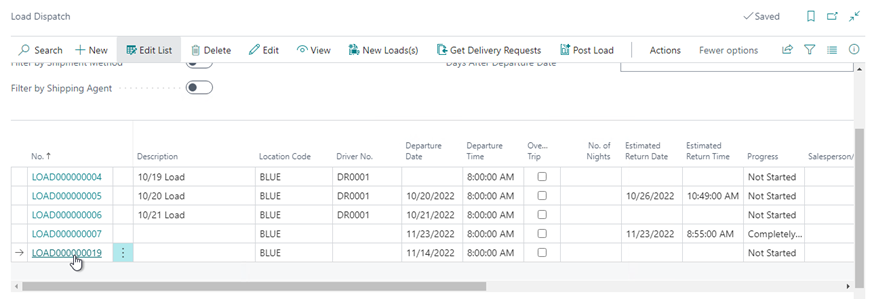 Load Dispatch Management