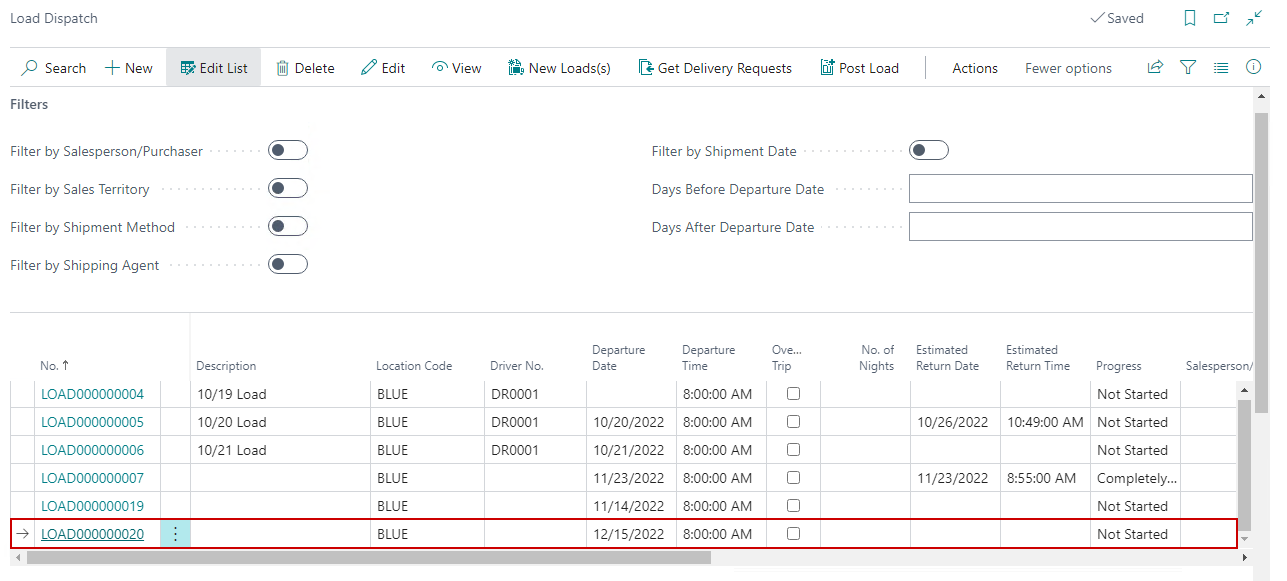 Load Dispatch Management