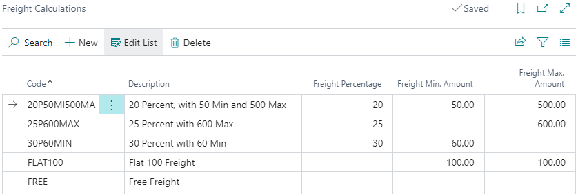 Freight Calculation Page